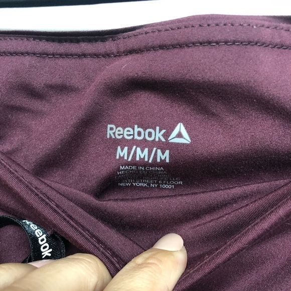 Reebok Women’s Legging Colorblock Burgundy Black White Drawstring Size M - Picture 4 of 6